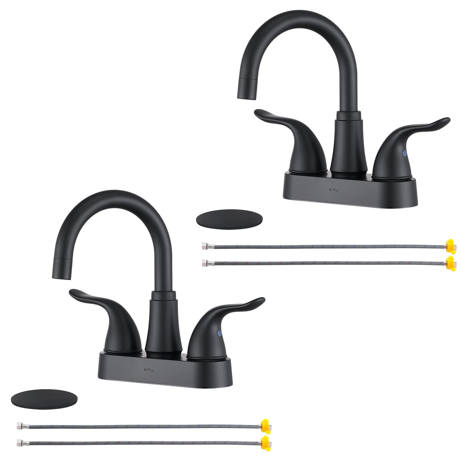 KPW Bathroom Sink Faucet 2 or 3 Hole Matte Black 4 Inch Faucet Bathroom