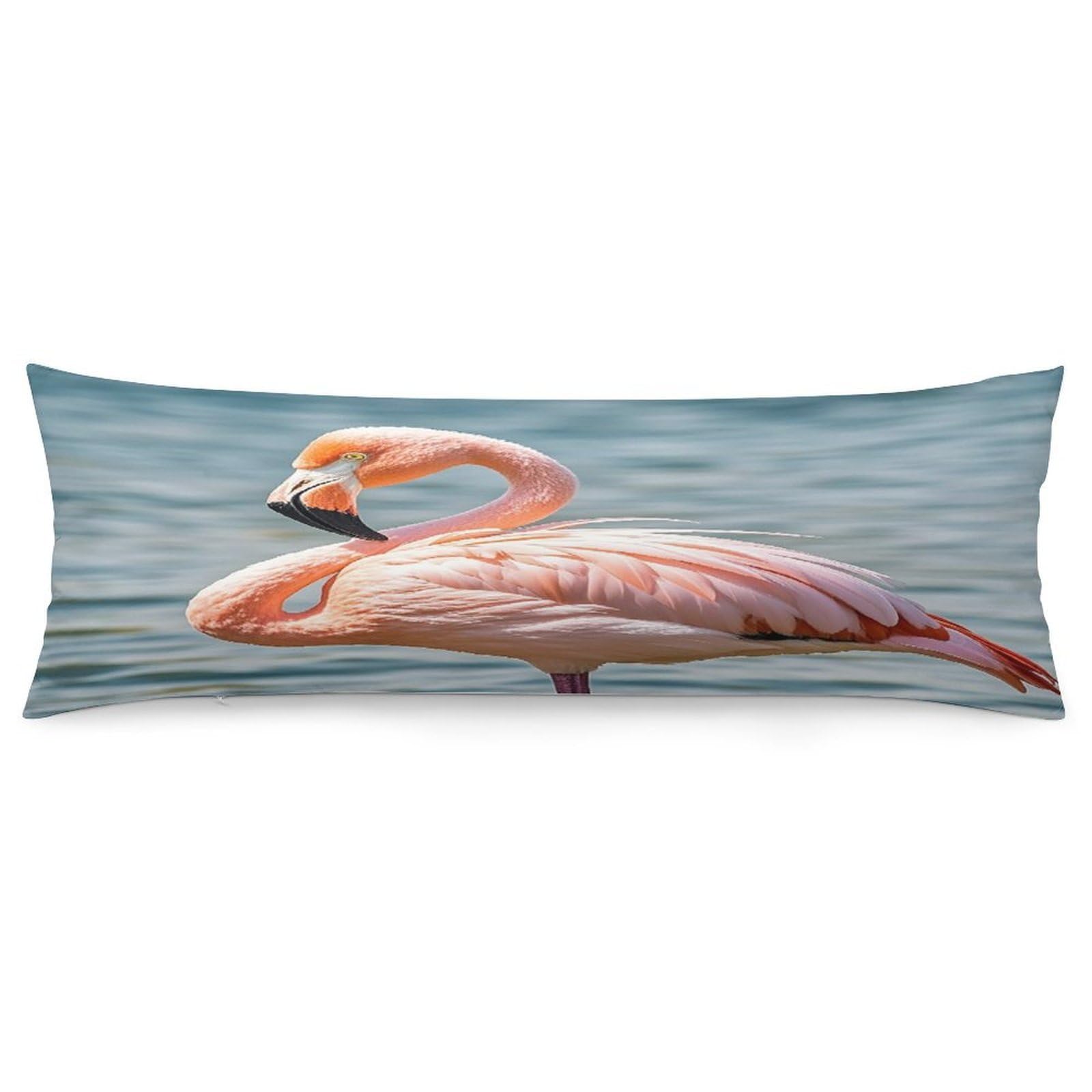 Pink Flamingo Pillowcase Decorative Long Body Pillow Case Soft Breathable Body Pillow Cover Modern Large Pillowcase Cute Body Pillow Pillowcases for Bedroom Couch 18.9 X 53 Inch