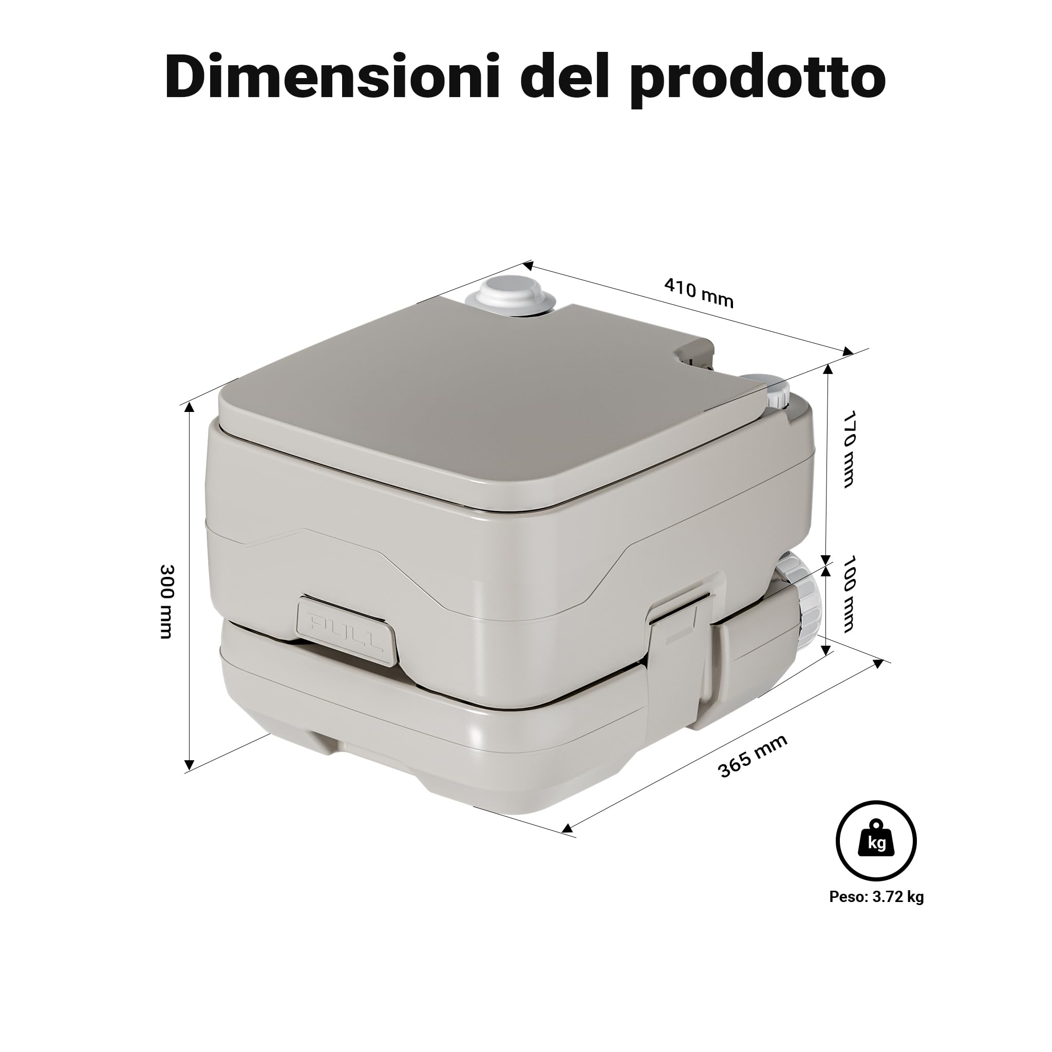 Wiltec WC Portatile 10 l, WC da Campeggio Portatile con Pompa Manuale, Bagno Chimico per Camper Facile da Pulire