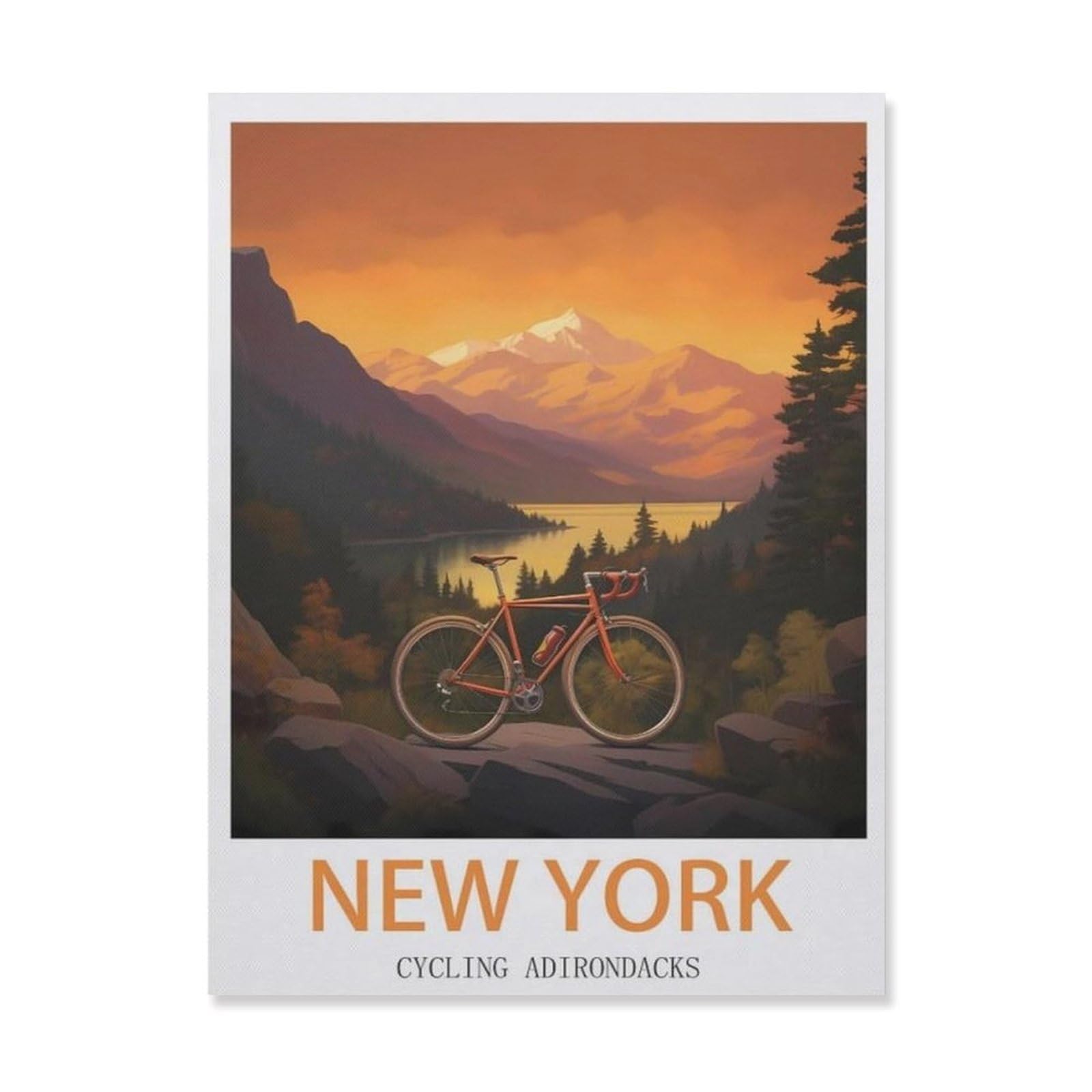 Tin Sign，Cycling Adirondacks New York(30x40cm）
