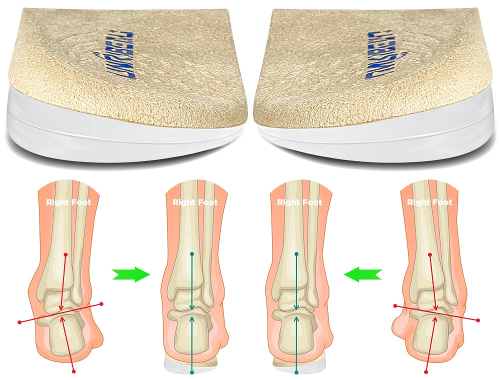 Unribeau 3 Layers Adjustable Supination & Pronation Correction Heel Insoles,Self-Adhesive Medial & Lateral Heel Wedge Inserts for Foot Alignment, Knee