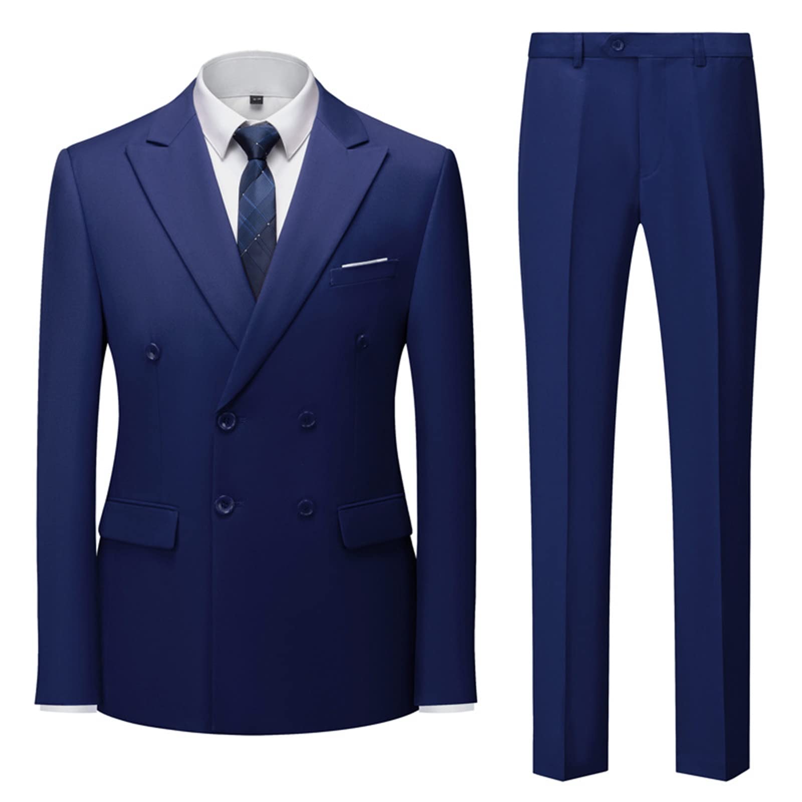Costume Homme 2 Pièces Grande Taille - Veste Croisée Et Pantalon Slim Fit Oversize, Pour Mariage, Business, Cérémonie