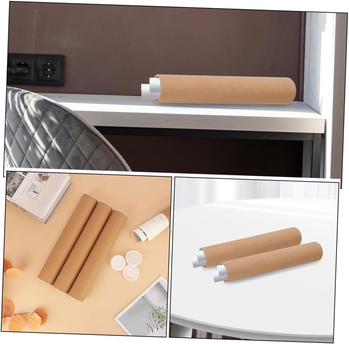 Holibanna 2Pcs Heavy Duty Artwork Storage Tubes Mailing Tubes with End Caps for Secure Document Transport and Long Term Storage for Posters and Art Prints