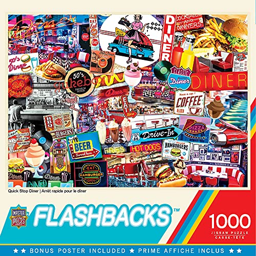 MasterPieces - Rompecabezas de 1000 piezas, Quick Stop Diner, acabado mate antirreflejo, 19.25" x 26.75" miniatura 1