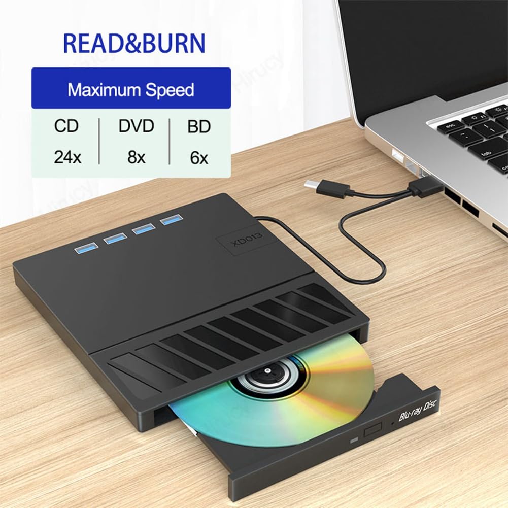 Blu-Ray USB 3.0 Tipo-C Unidad Óptica Externa Grabadora Lectora CD/DVD/BD RW