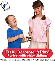 Vista 2 de Little Jupiter Kits de bricolaje de madera con adhesivos - Kit de construcción para niños - Juguetes STEM para edades 4-7 - Manualidades de madera