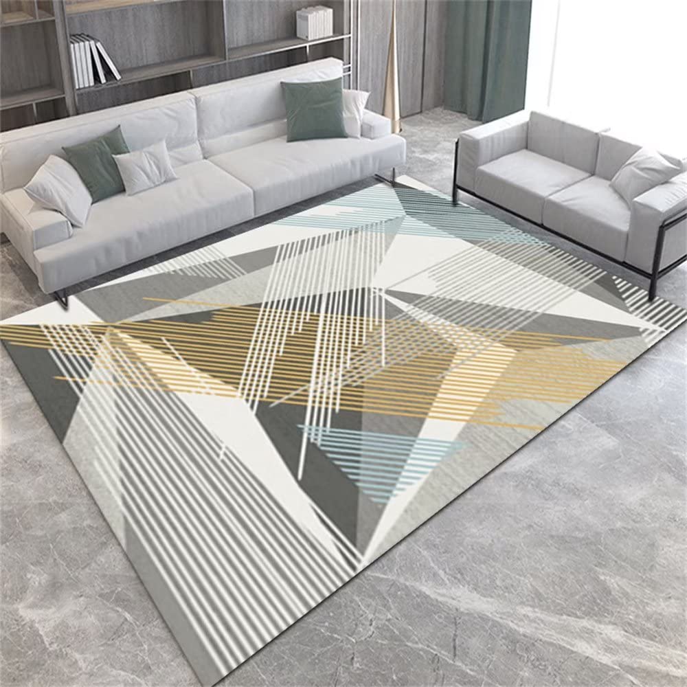 Tapis anti-usure pour descente de lit design géométrique gris