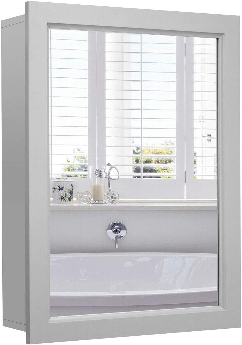 2 Tiers Wall Mounted 1 Mirror Door Medicine Cabinet Bathroom Storage Organizer Medicine Toiletries Make Up Storage Adjustable Inner Shelf Above Sink Cabinet Great Addition To Your Kitchen And Washroom