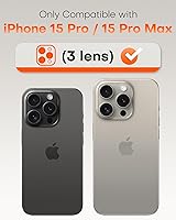 Vista 2 de TOCOL Protector de lente de cámara para iPhone 15 Pro Max / iPhone 15 Pro, protector de lente de cámara de vidrio templado HD individual resistente