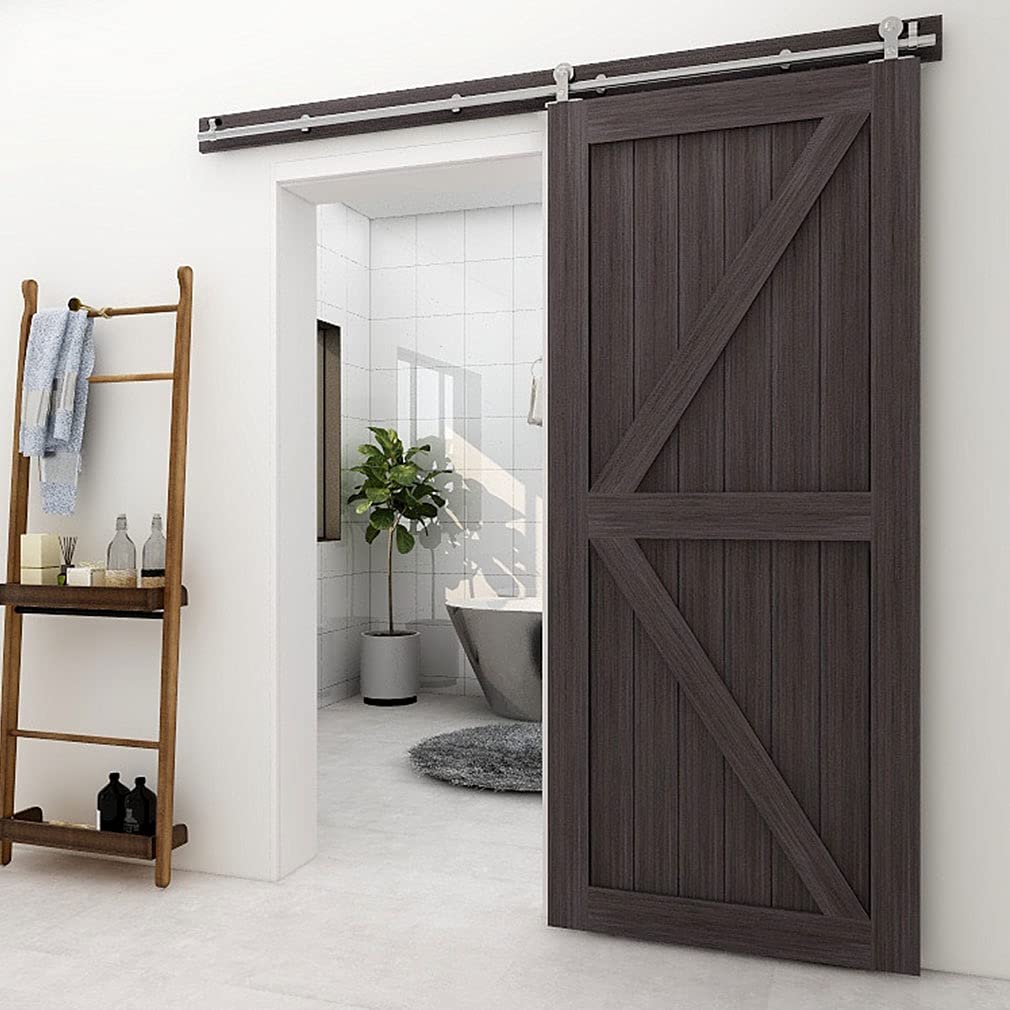 CCJH 11FT/335cm Stainless Steel Sliding Barn Wood Door Hardware Track Kit Top T Mount Roller Hanger Set for Single Door