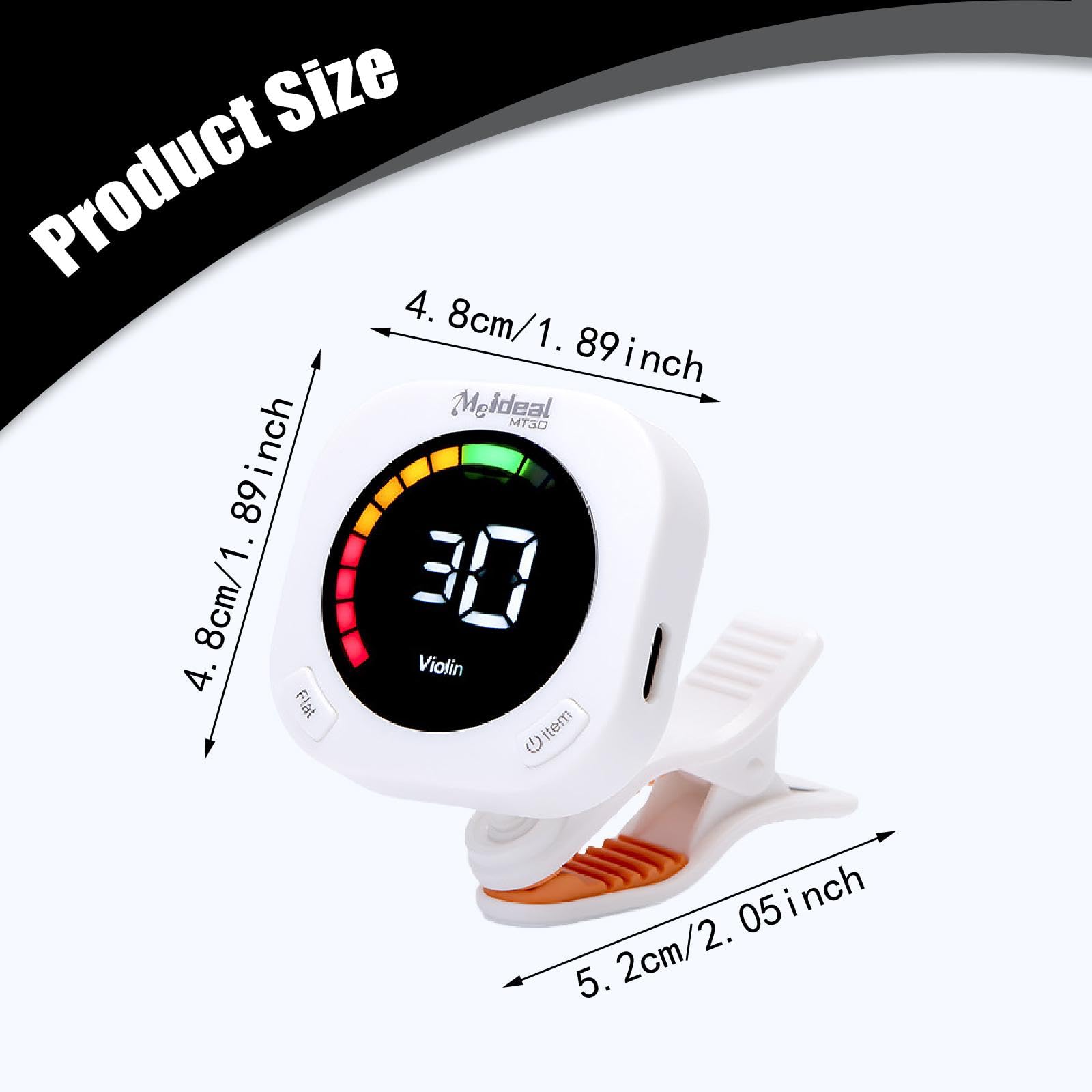 Harilla Afinador de Guitarra, Afinación Rápida Y Precisa, Regalo, útil, Giratorio 360 Grados, Recargable, Afinador para Ukelele, Blanco