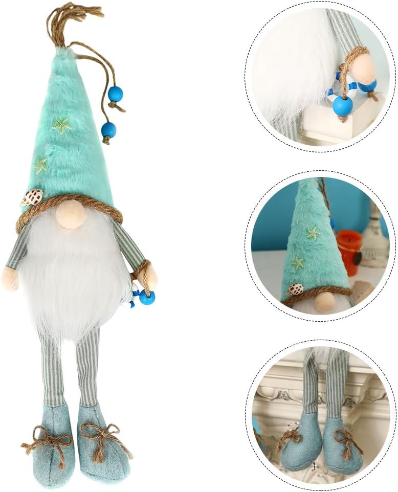 Kichvoe Shell Rudolph Ornaments - Plush Summer Gnomes Decorations for Beach Home Decor Cute Nautical Gnome Figurines for Shelf Sitters and Farmhouse Tiered Tray