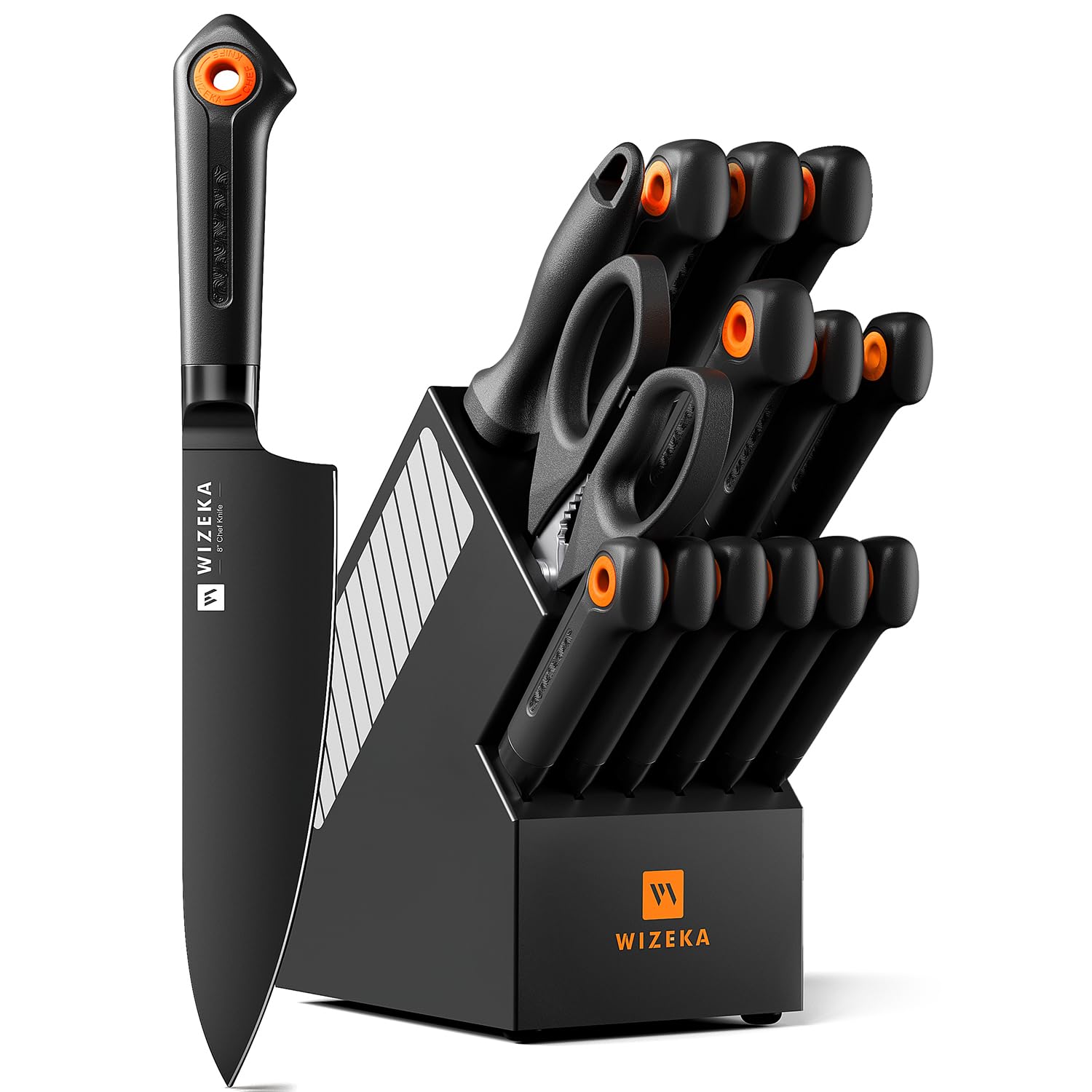 Amazon.com: WIZEKA Kitchen Knife Block Set: 15 Pieces Dishwasher