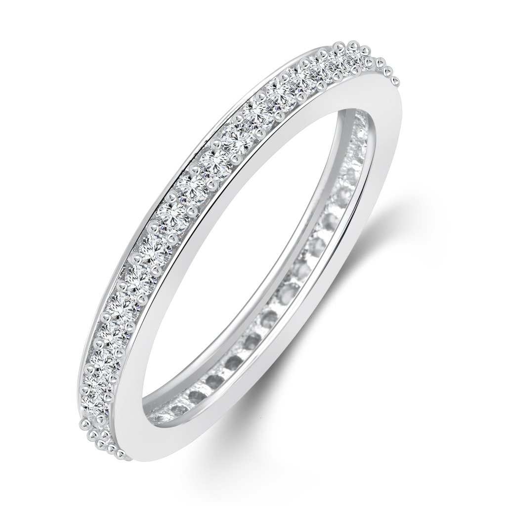 Single Line CZ Silver and Rhodium Plated Ring - [VFJ1078FRR]-image-4