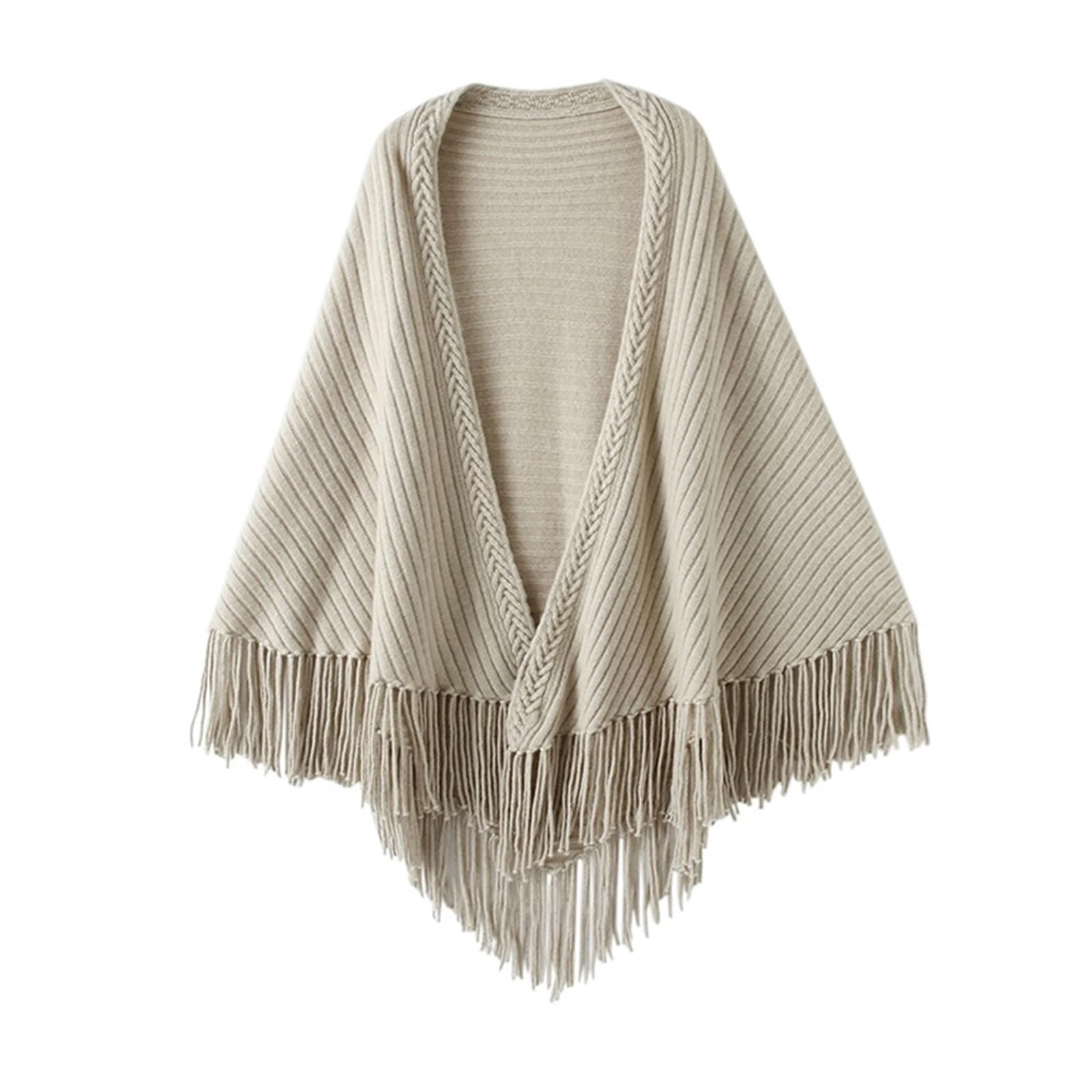Chal de cachemir Nvshi, grueso, ideal for otoño e invierno. Abrigo cálido con borlas Chal de invierno