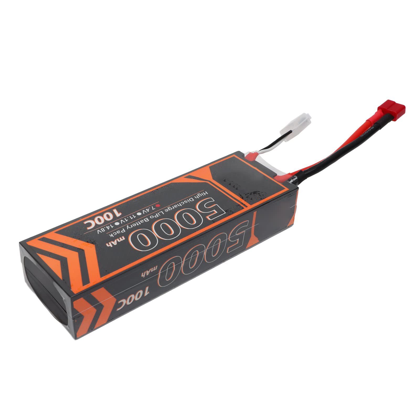 Alomejor Batteria Lipo RC 7.4V 5000mAh 2S 100C, Batteria Lipo Rigida con Spina Rossa a Forma di T per Quadricottero RC Modello FPV Racing