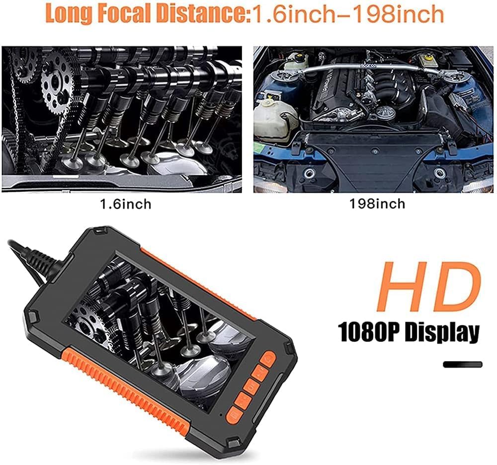 Kamera inspekcyjna, cyfrowa kamera endoskopowa 1080P HD z 4,3-calowym ekranem LCD, wodoodporna kamera węża 16,5 stopy, twardy kabel 2M