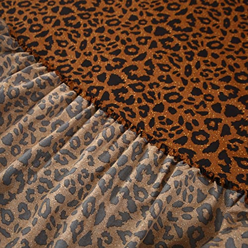 Sdy 4Pcs Leopard Bedding Sheets Queen Size Leopard Print Sheet Set Included 1 Fitted Sheet With 14'' Deep Pocket + 1 Top Flat Sheet + 2 Pillowcases For Kids Boys Girls (Leopard,Queen) #TOP5