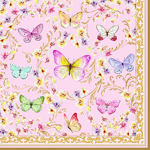 20 Servietten Majestätische Schmetterlinge als Tischdeko für den Frühling und Sommer 33x33cm Cover