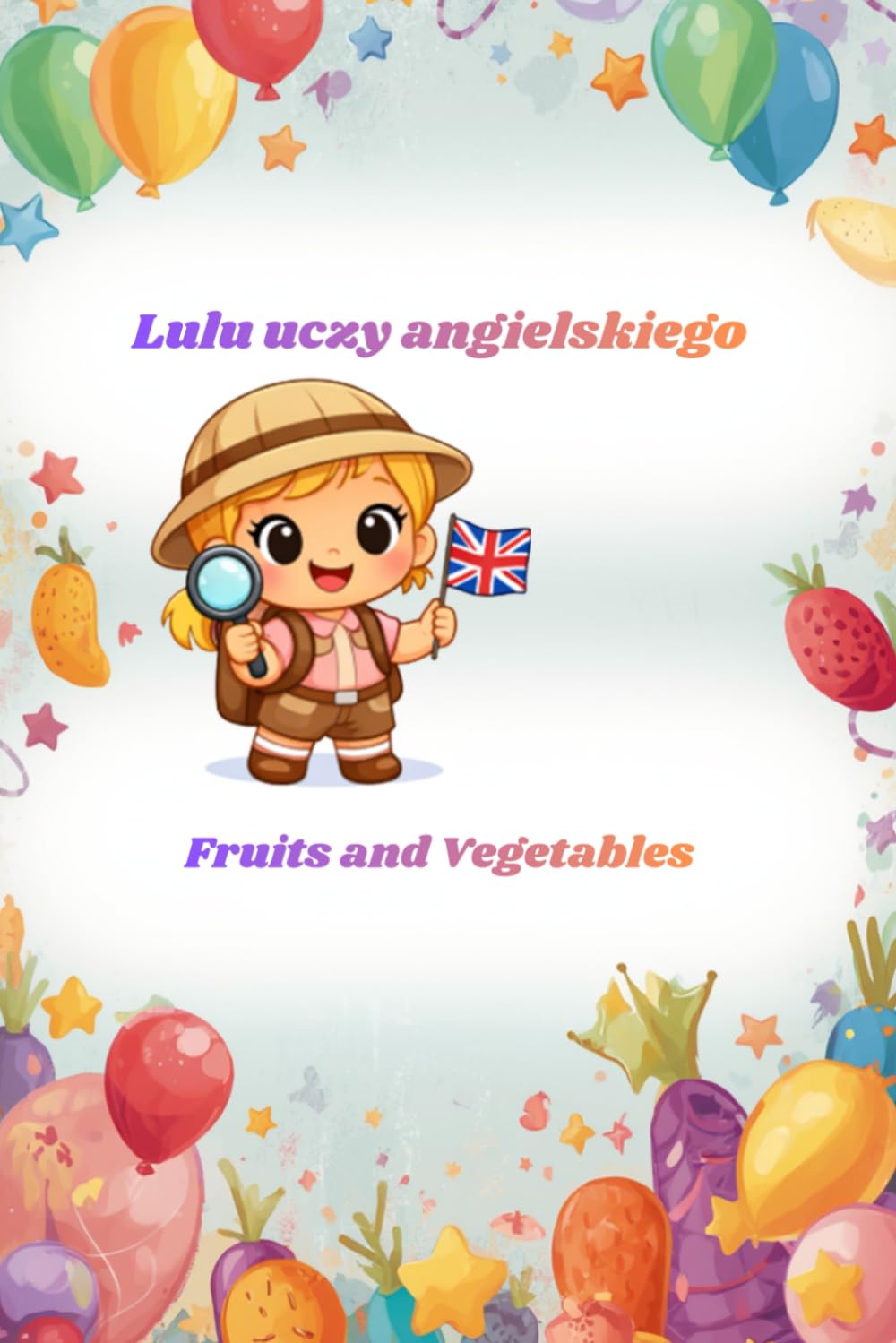 Lulu uczy angielskiego. Fruits and vegetables: Kolorowanka edukacyjna dla dzieci 3–7 lat. Nauka pierwszych słówek po angielsku przez zabawę.