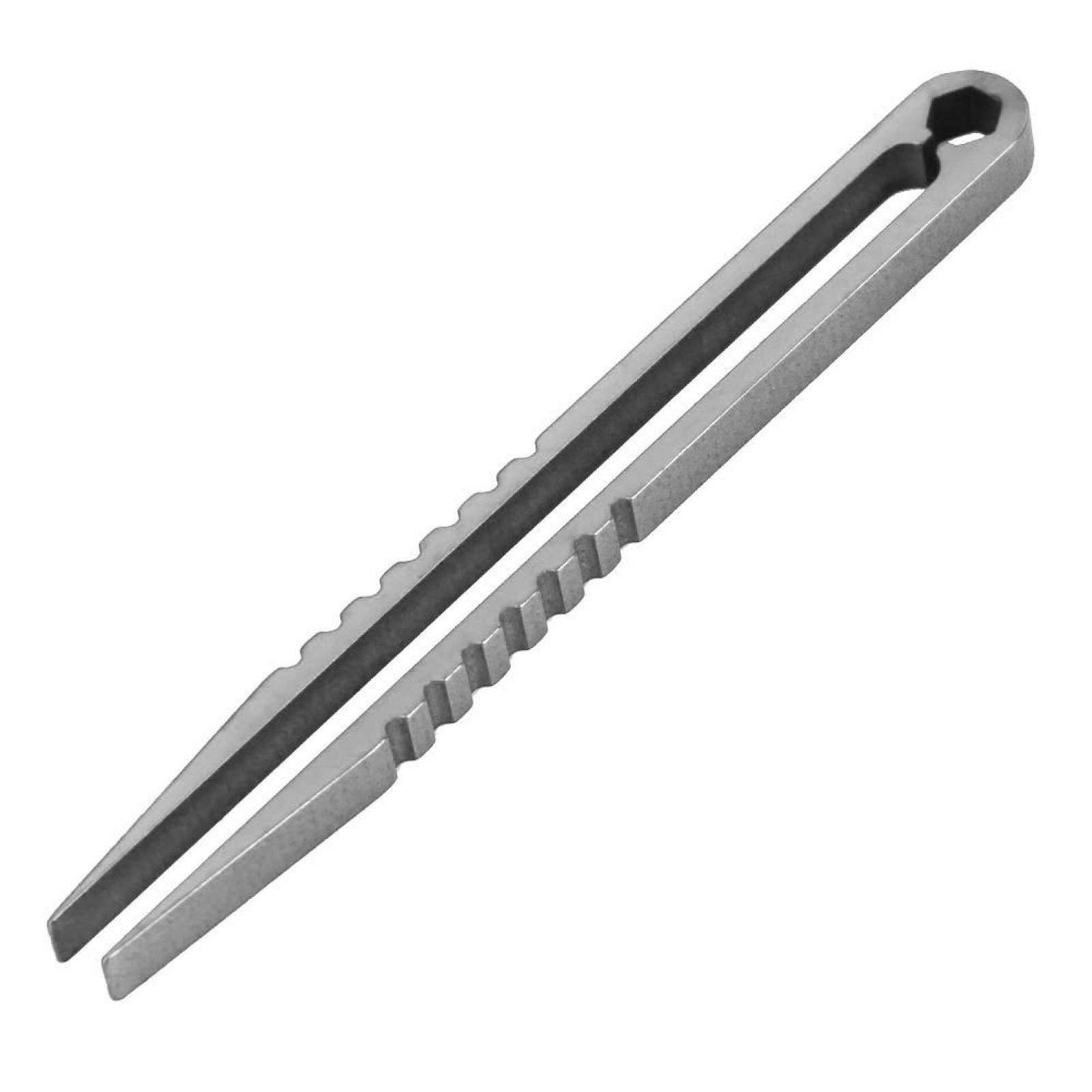 Oukens Titanium Tweezers, Portable Edc Titanium Alloy Tweezers Outdoor Survival Camping Travel Gadget(Steel Color)
