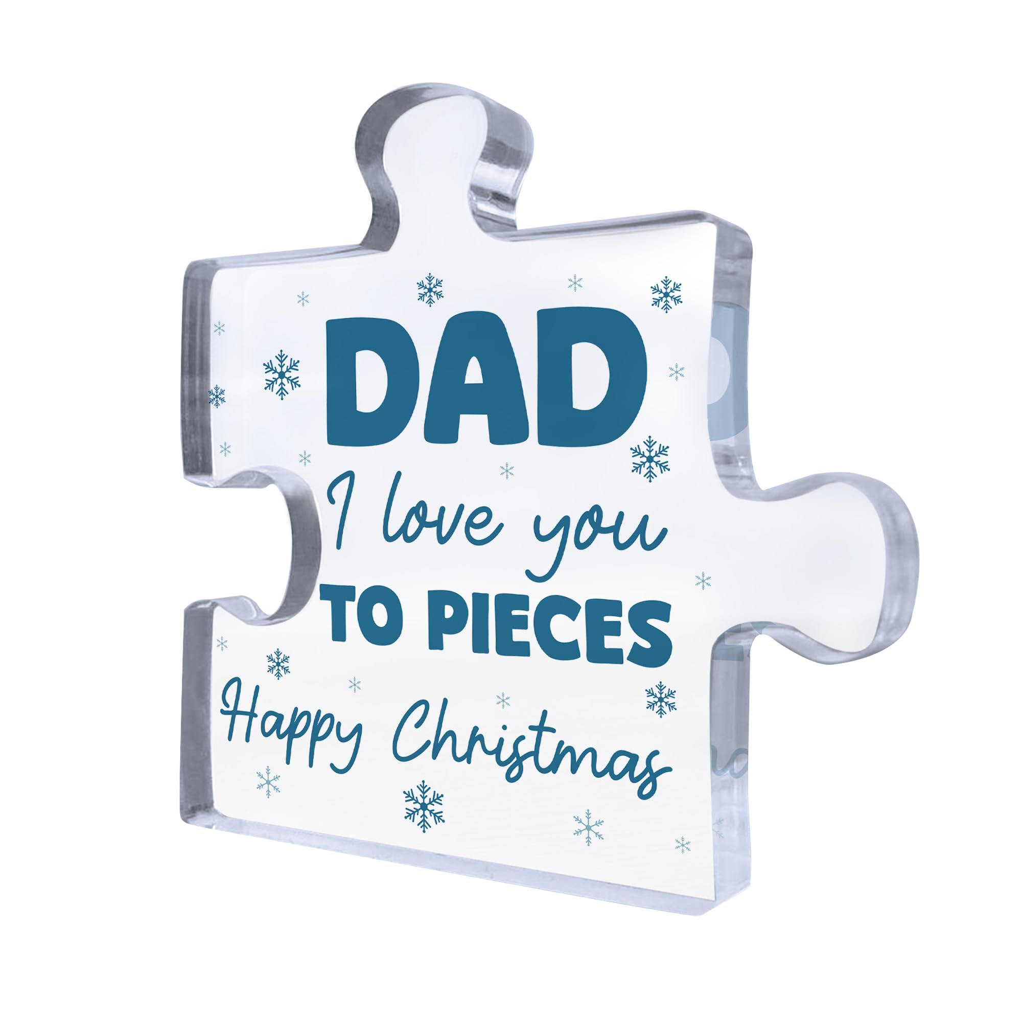 Red Ocean For DAD Happy Christmas For Dad Acrylic Puzzle Block From Daughter Son Thank You Him