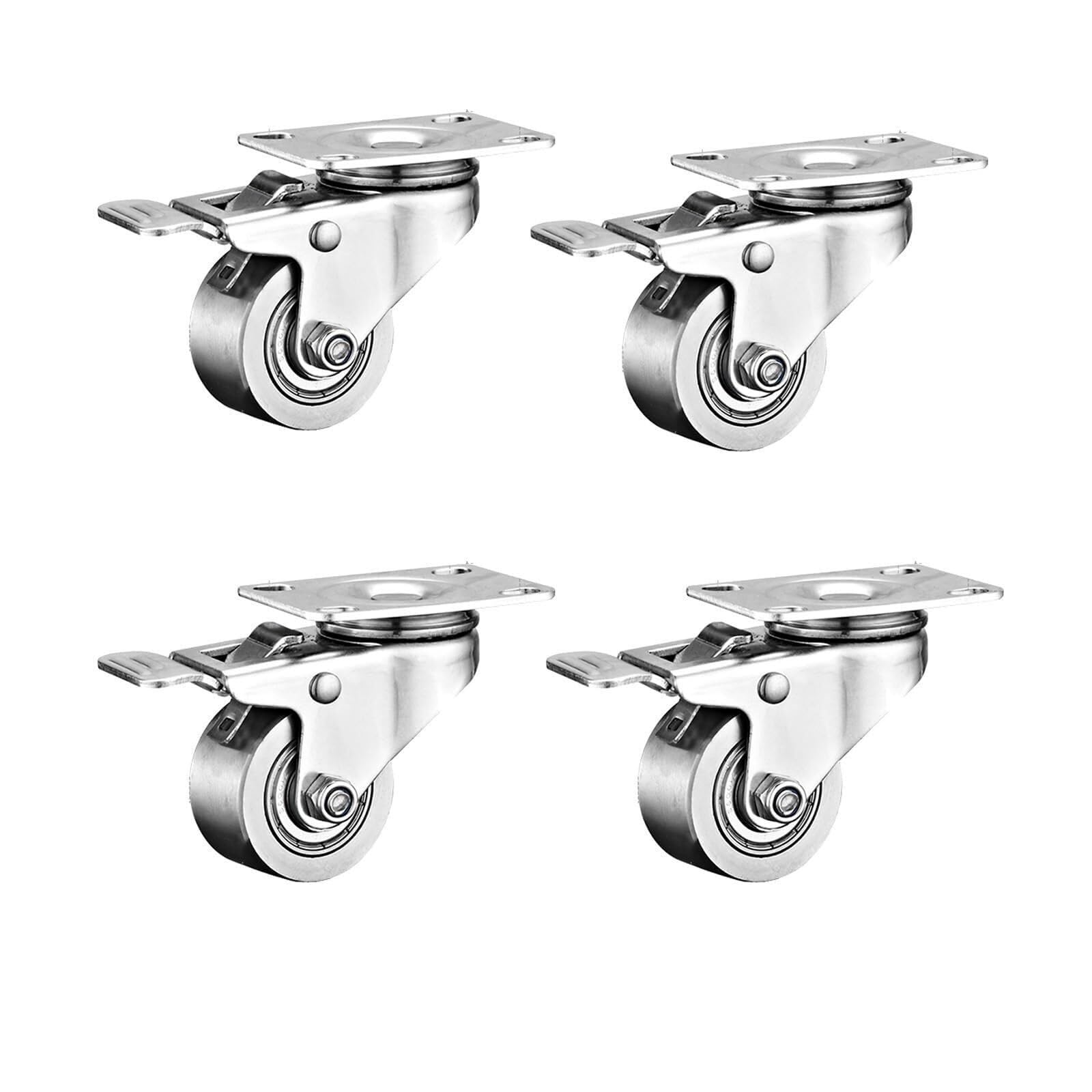 Roulettes industrielles contre la rouille en inox 304 lot de 4 pour sol humide
