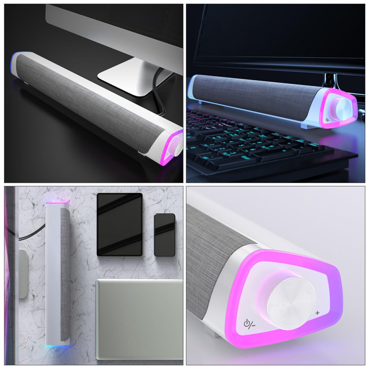 Hemobllo Soundbar Design Salvaspazio Doppio Altoparlante Cablato Qualità Audio Super Chiara per Computer e Tablet per Ufficio e Scuola