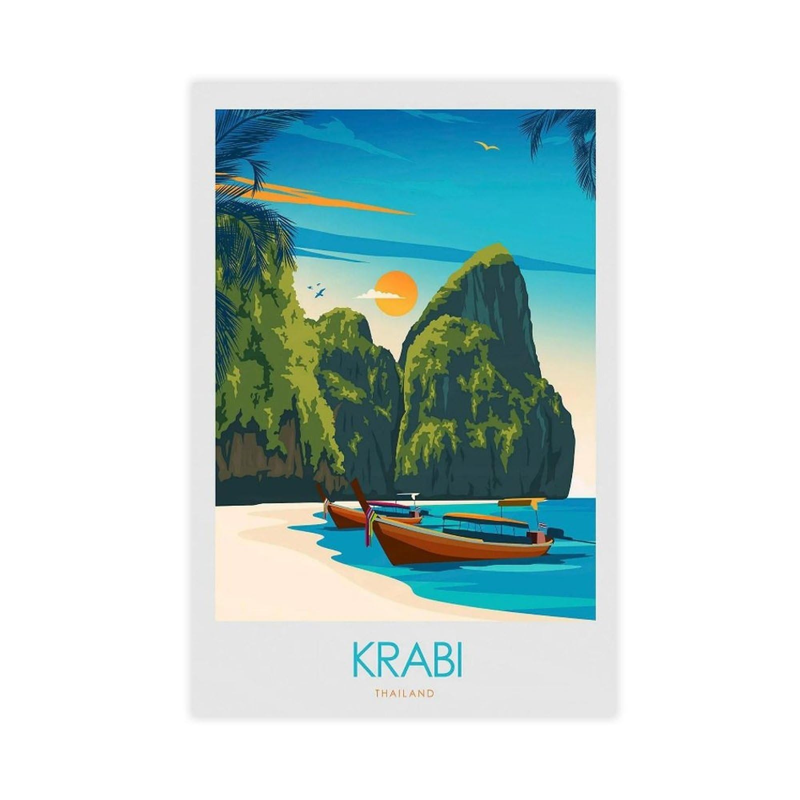 QOGDAF Krabi Travel Thailand Canvas Poster Bedroom Decor Landscape Office Room Decor Gift 12x18inch(30x45cm)
