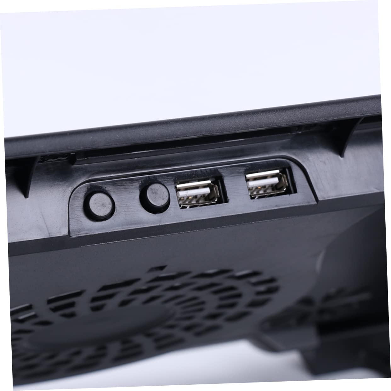 KOMBIUDA USB Laptop Kühler mit Fünf Lüftern Verstellbare Kühlunterlage mit Rutsch Design und Dual USB Hub für Wärmeableitung Kompatibel mit Meisten Laptops Schwarz
