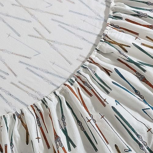 Image of Eddie Bauer - Flannel Sheets Full Size, Anti-Pilling & Wrinkle Resistant Cotton, Touchably Soft for All-Season Comfort - Bed Sheets with Matching Pillowcases & Fitted Sheet (Ski Line White)