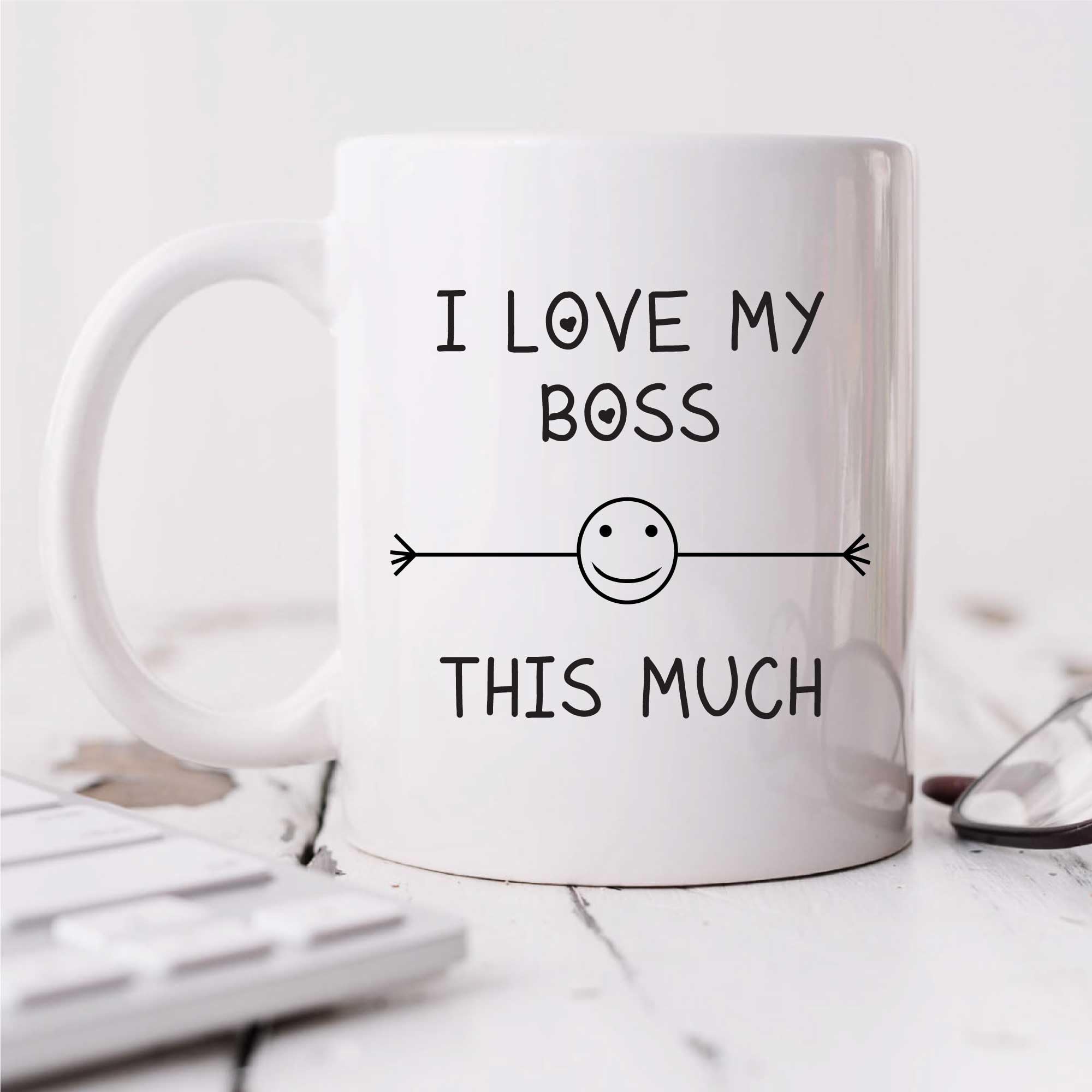 60 Second Makeover Men's White Limited I Love My Boss This Much Mug Friend Colleague Office Employee Secret Santa Birthday Gift Christmas Novelty Humour Funny