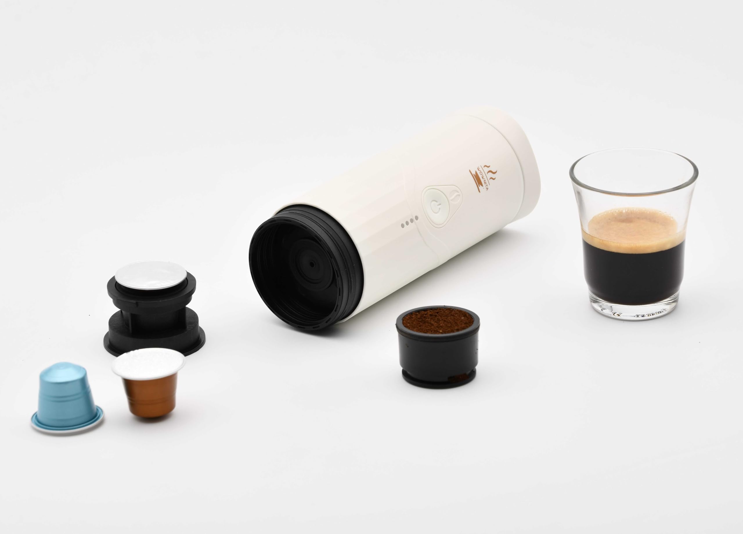 Cafetera portátil Cafetera Superautomática café molido y de Cápsulas NS portátil autocalentadora Regalo Ideal para Amantes del Café Máquina de Café Eléctrica Cafetera Mini (Blanco)