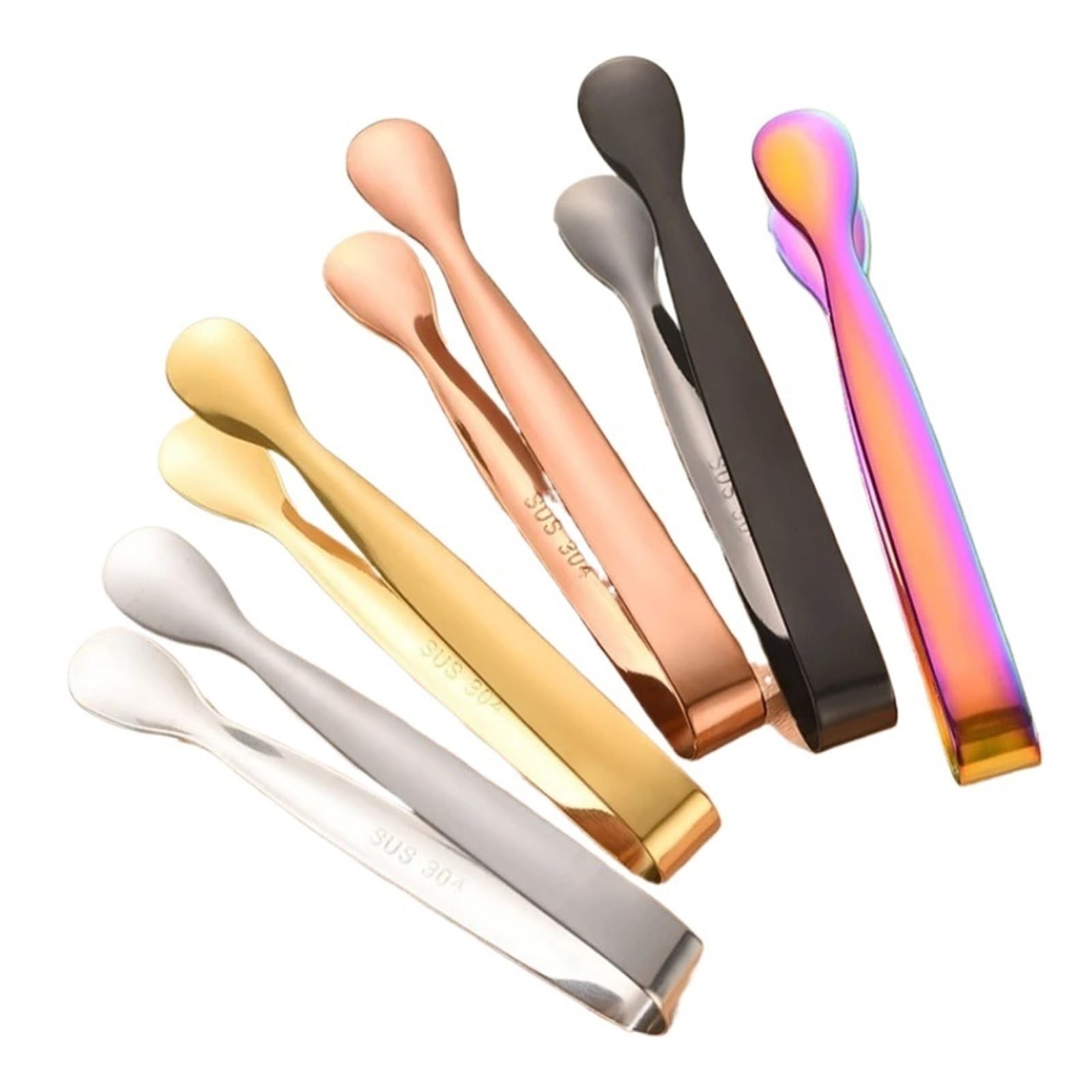 Lot de 8 pinces à glaçons en acier inoxydable 304