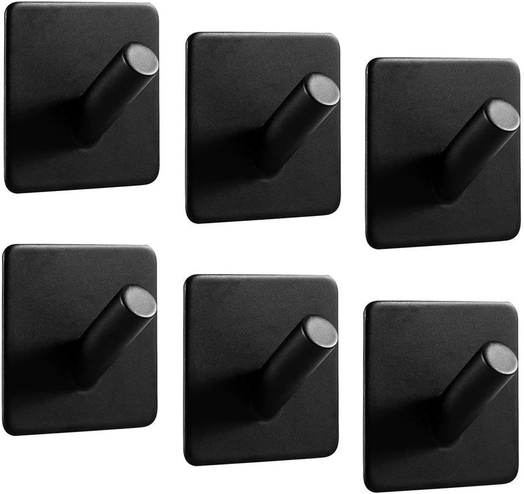 ShineMe Adhesive Wall Hooks, 6 Pack Waterproof Towel Hooks for