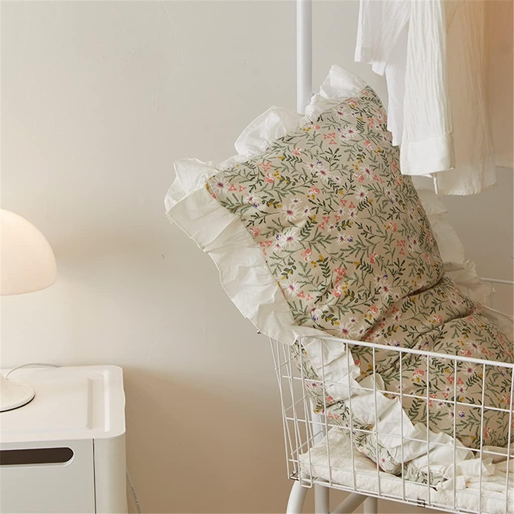 Vintage Ruffled Small Fresh Cotton Pillowcases Pair of Small Floral Literary Single Lace Pillowcases 48 * 74c