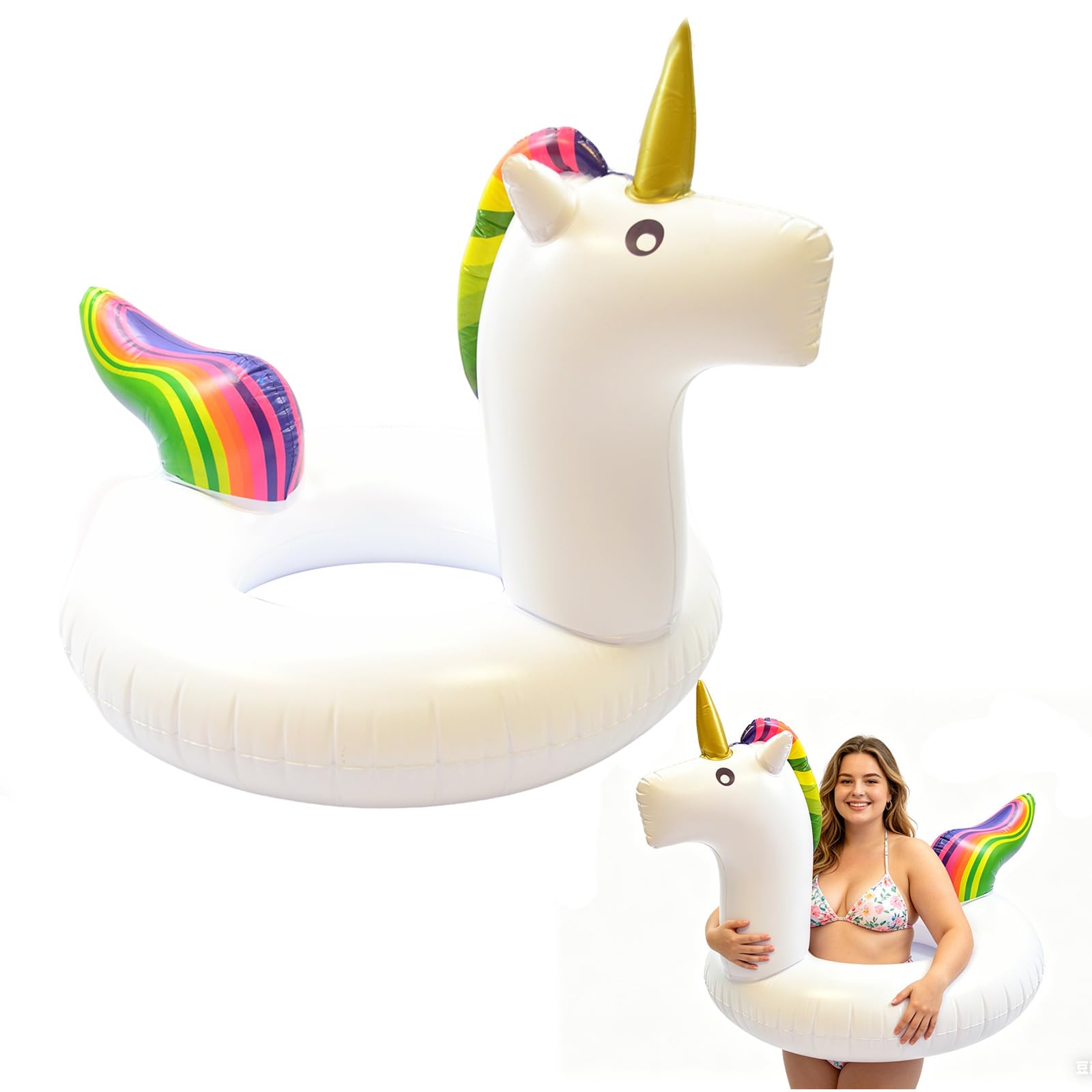 Swimming Ring Inflatable Rubber Rings for Women Adults,120cm Giant Cute Unicorn Inflatable Pool Ring Floaties Swim Rings Water Float Inflatables Pool Float for Girls Teenager Beach Summer Water Party โ image 1
