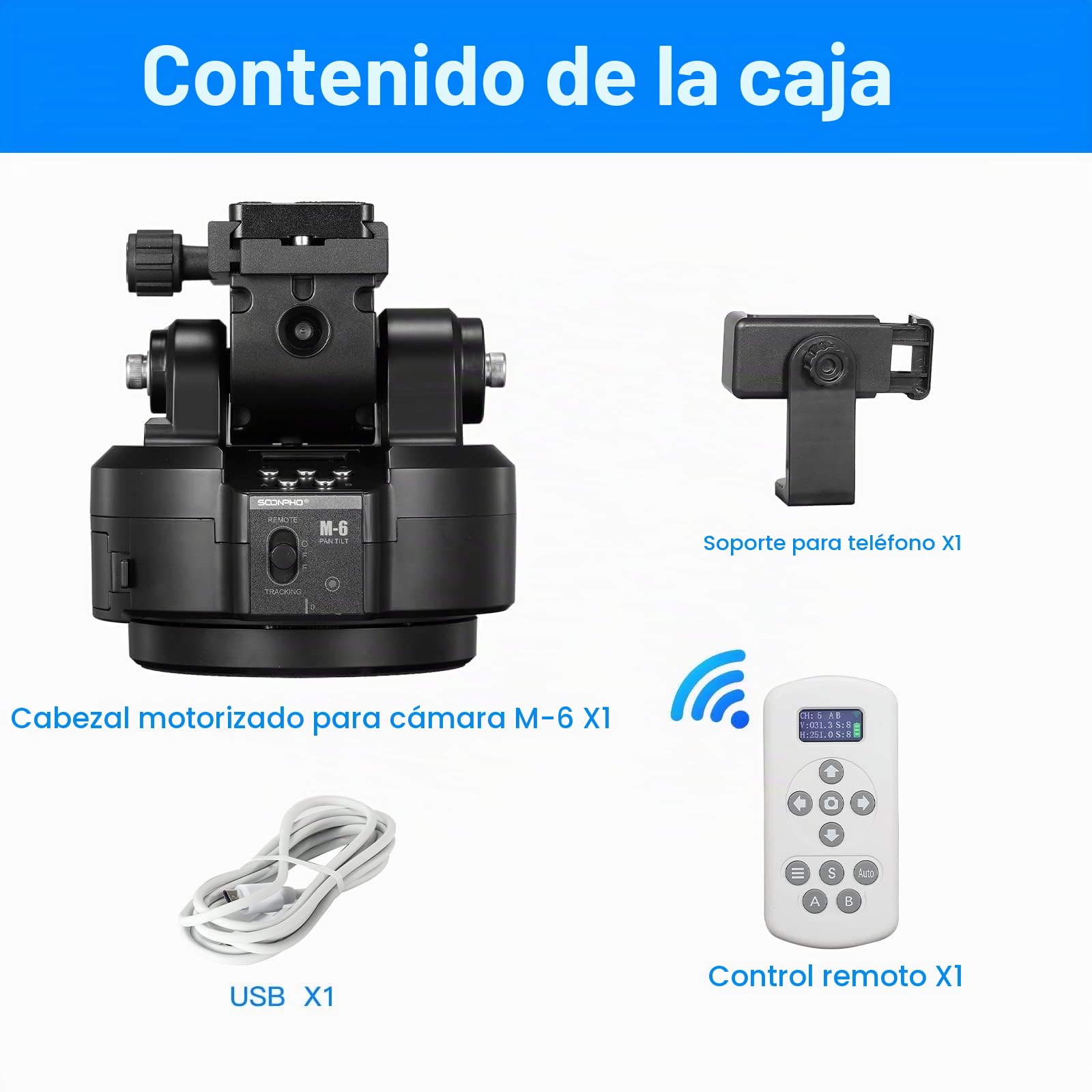Auto Face Tracking Cabezal de Trípode Panorámico Giratorio Motorizado, Rastreo Corporal Inteligente AI Cabezal Panorámico Basculante con Mando a Distancia