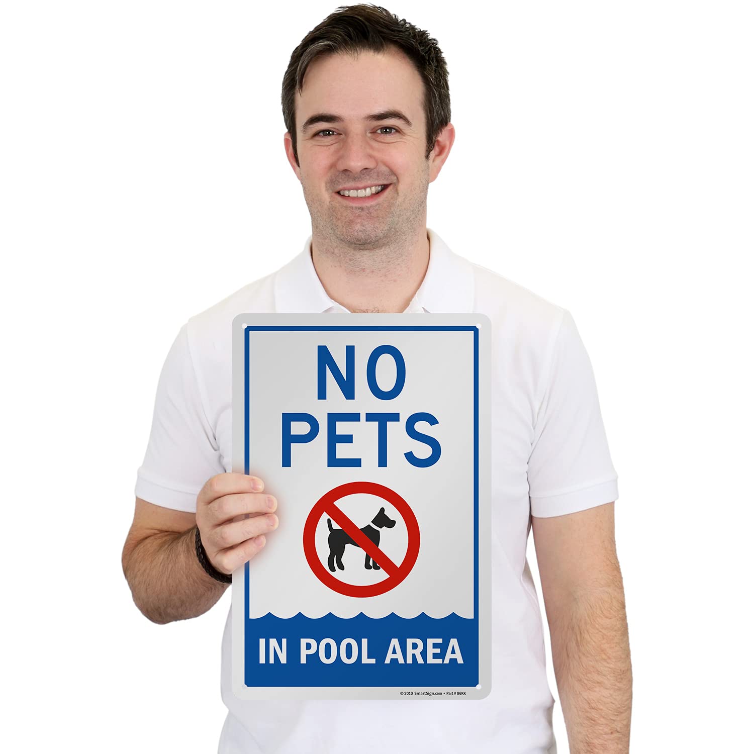 SmartSign 15 x 10 inch “No Pets In Pool Area” Sign with No Dog Symbol, Digitally Printed, 55 mil HDPE Plastic, Multicolor