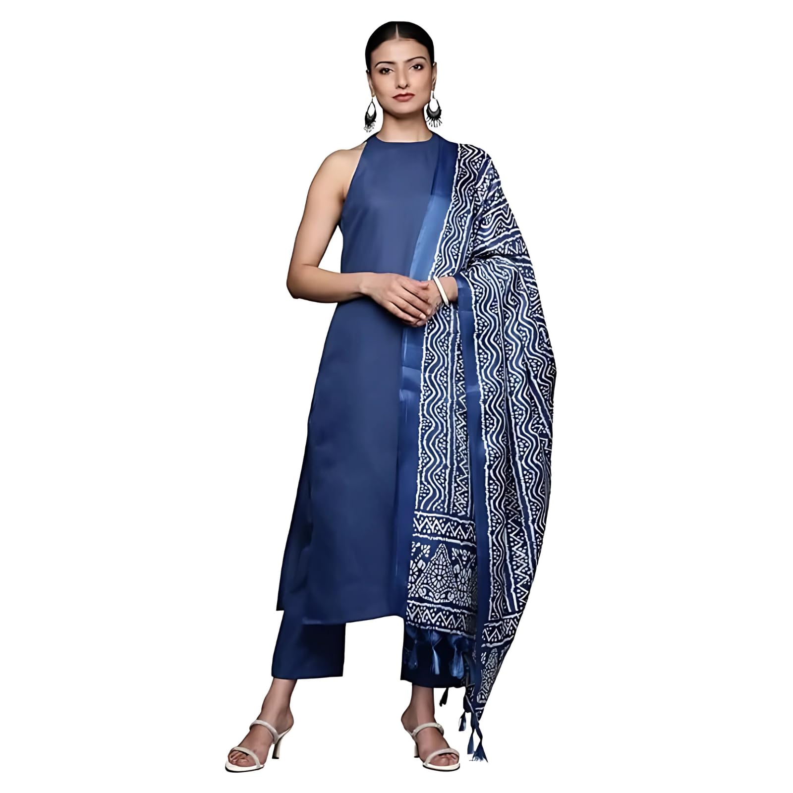 Varanga Blue Solid Kurta Set With Printed Dupatta  Comfortable & Stylish, Party Wear For Women, Casual & Festive Wear, Kurta Sets Women, Ladies Kurta Set With Dupatta (Small)