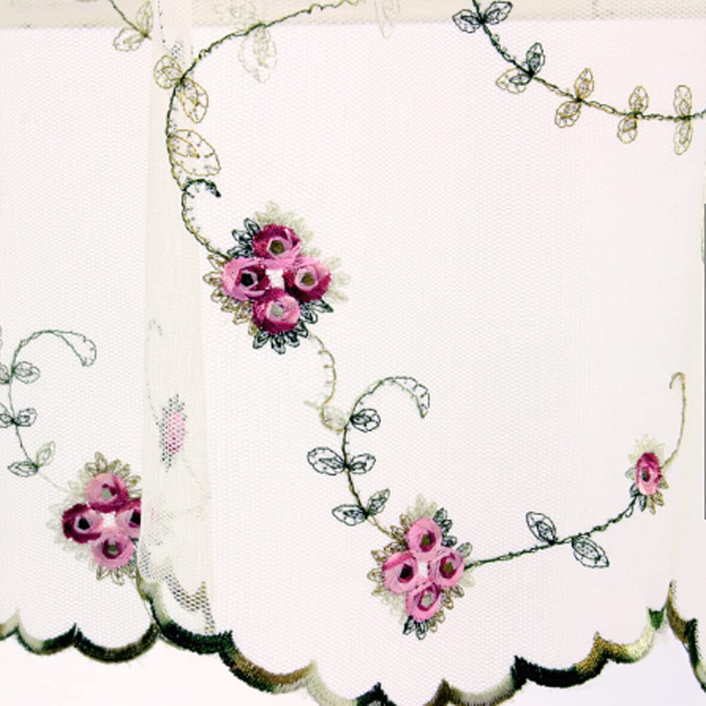 Amazon｜おしゃれ カフェ カーテン ローズ バラ 刺しゅう チュール