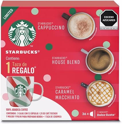 Starbucks by Nescafé Dolce Gusto, 3 Cubos con 12 Cápsulas cada uno + Taza  Navideña : Amazon.com.mx: Alimentos y Bebidas