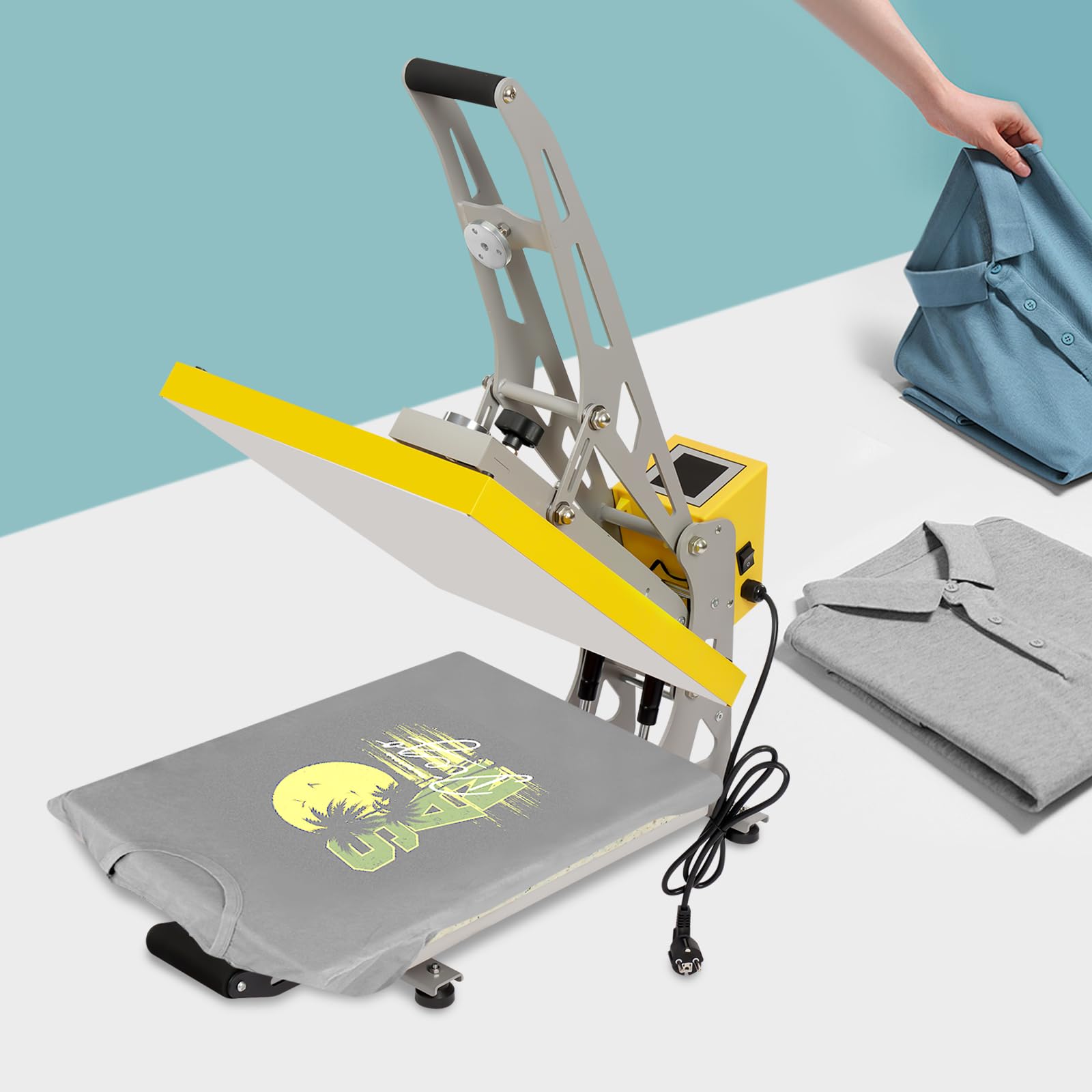 Prensa de transferencia, camiseta de impresión, prensa térmica, máquina de impresión textil, almohadilla de silicona, pantalla LCD, pantalla táctil, prensa magnética de 40 x 50 cm, para ropa