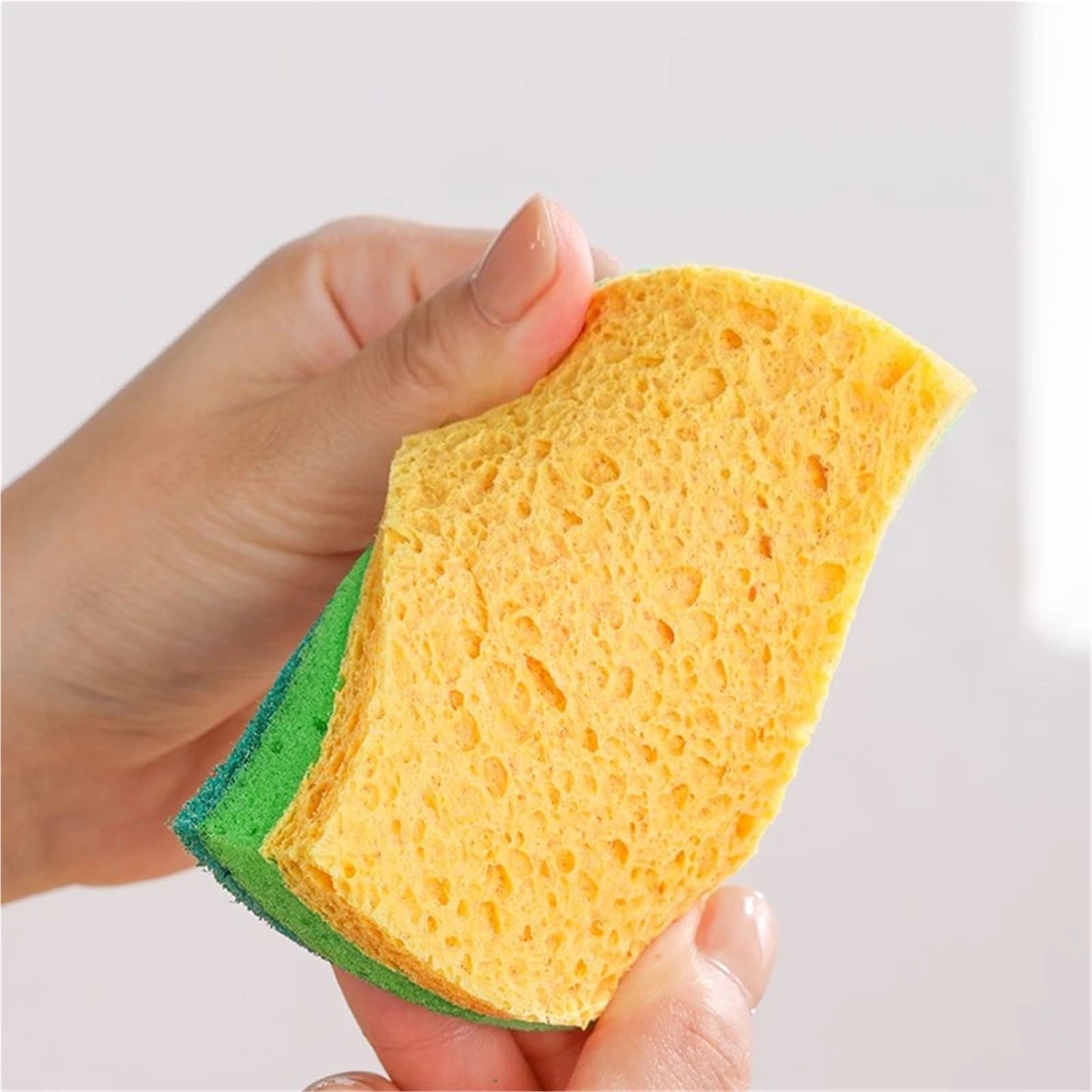 Sponge Algodón de Pulpa Madera compuesta | Esponja for lavar platos con estropajo de tres capas rica en burbujas sin arrojar residuos(24pcs)