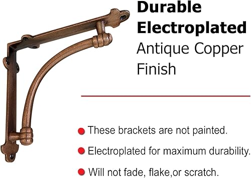 Miniatura 115 de NACH Soportes decorativos para estantes, paquete de 2 soportes de estante de hierro fundido de metal antiguo de 9.6 x 1.7 x 9.6 pulgadas, soportes
