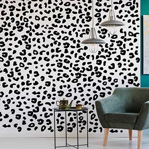 Vinilos adhesivos de pared con estampado de leopardo negro, 4 láminas miniatura 6