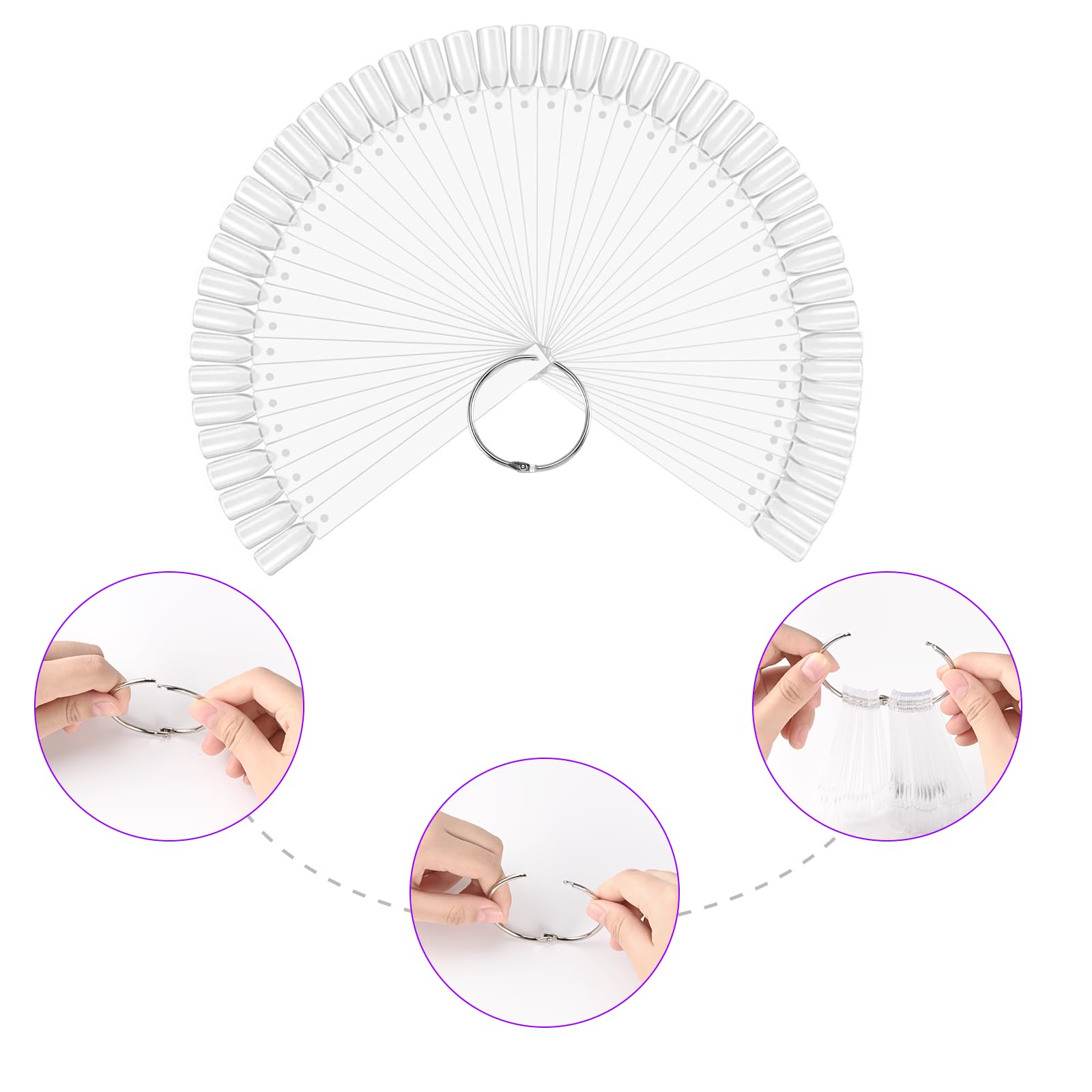 150 Pièces Nuancier Ongles, Présentoir Ongles Nuancier Nuancier Vernis Semi Permanent pour Style Nail Art et Affichage Des Couleurs avec Autocollants De Numéro 1-180