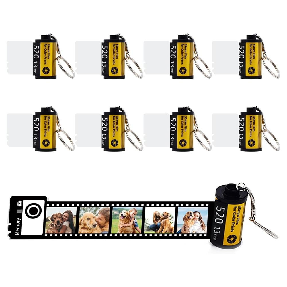 Asuinxurr 8 Pack Sublimation Memory Film Roll Keychain, Double Sided Sublimation Blank Camera Film Roll Canister Keychain Easy Install - Image 3