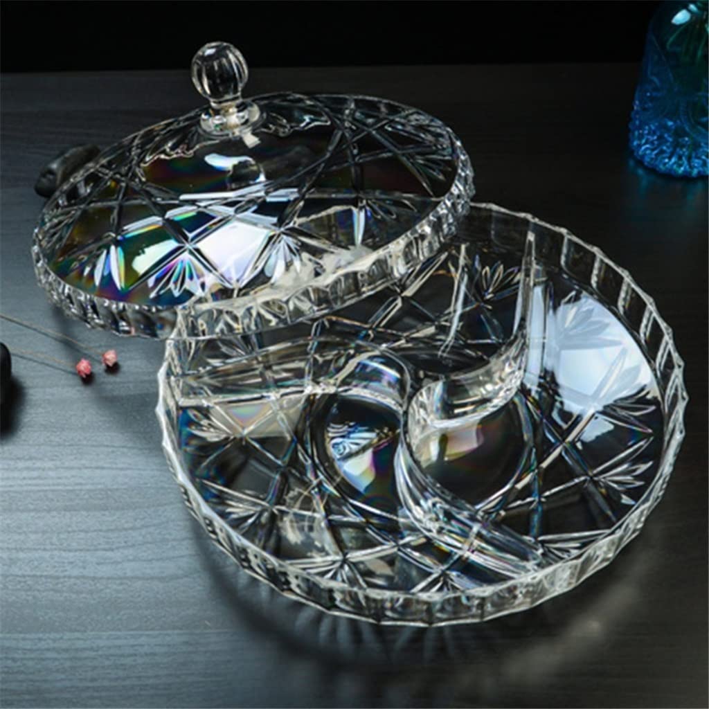 Contenitore Portasnack Rotondo A 6 Scomparti Con Coperchio Ermetico - Organizer Per Verdure, Caramelle E Noci, Colore Crema/argento