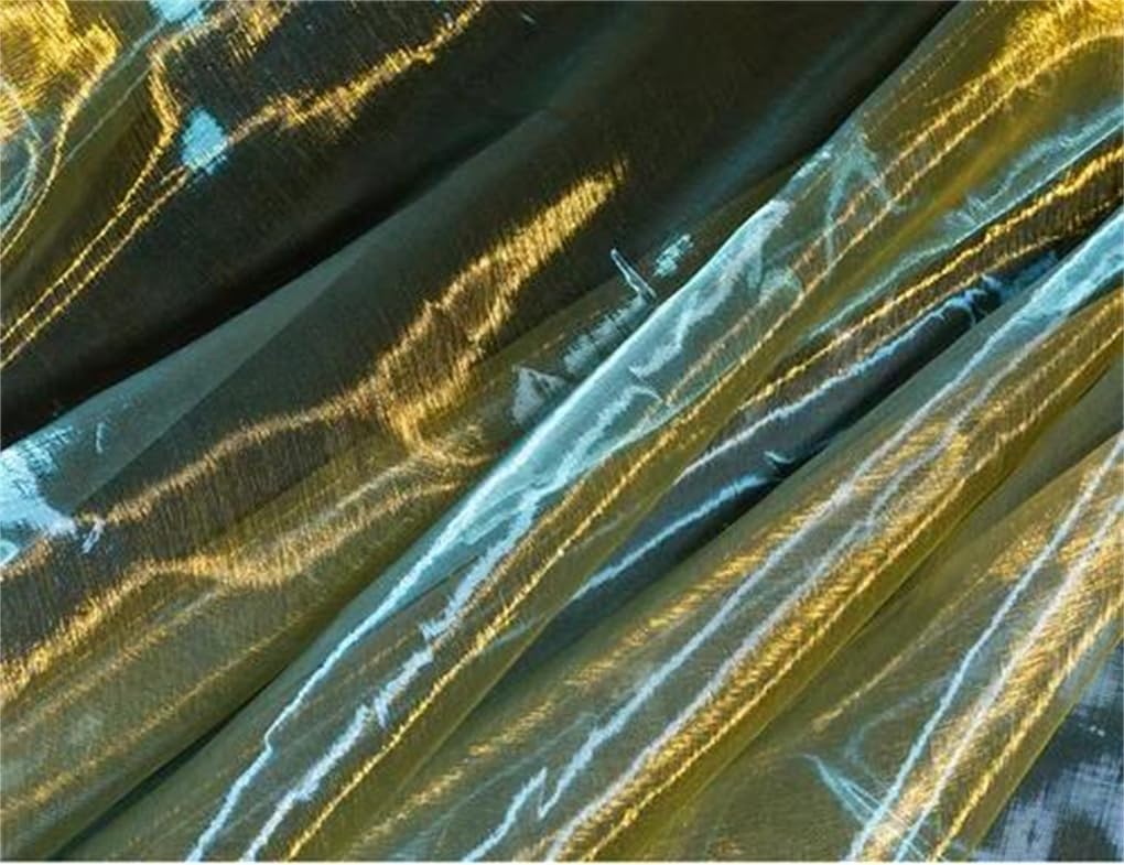 Tkanina z organzy, Organza Wielokolorowa 100x150cm na metry Suknie ślubne Odzież Spódnice Letnie szycie(Golden En8)